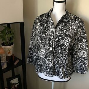 *DRESSBARN* White x Black Paisley Jacket Size L